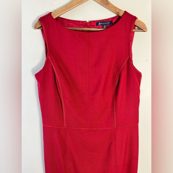 Brooks Brothers Women's Red Wool Blend Stretch Sheath Dress Size 12 Office Work - Picture 3 of 12